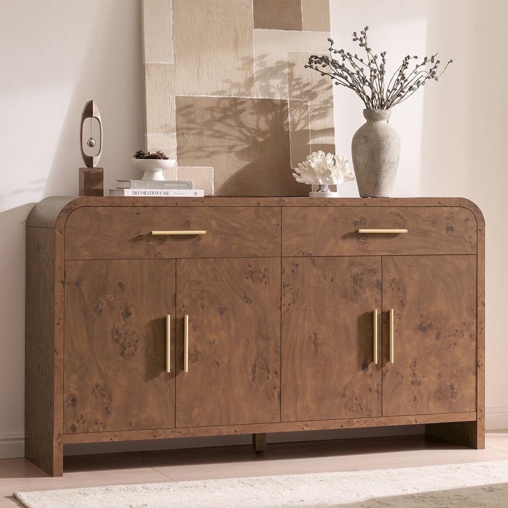 B & J Florist Supply Linwood - Sideboard Buffet Cabinet with Storage, Curved
